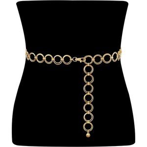O Ring Metal Waist Chain Belt Women Girls Adjustable Body Link Belts